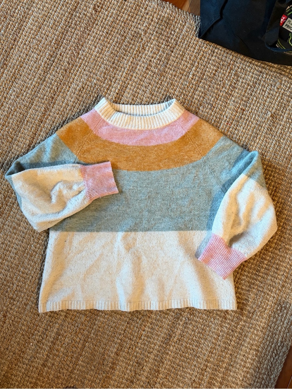 Pastel Stripe Cowlneck Sweater - Pink, Mustard, Blue, Cream